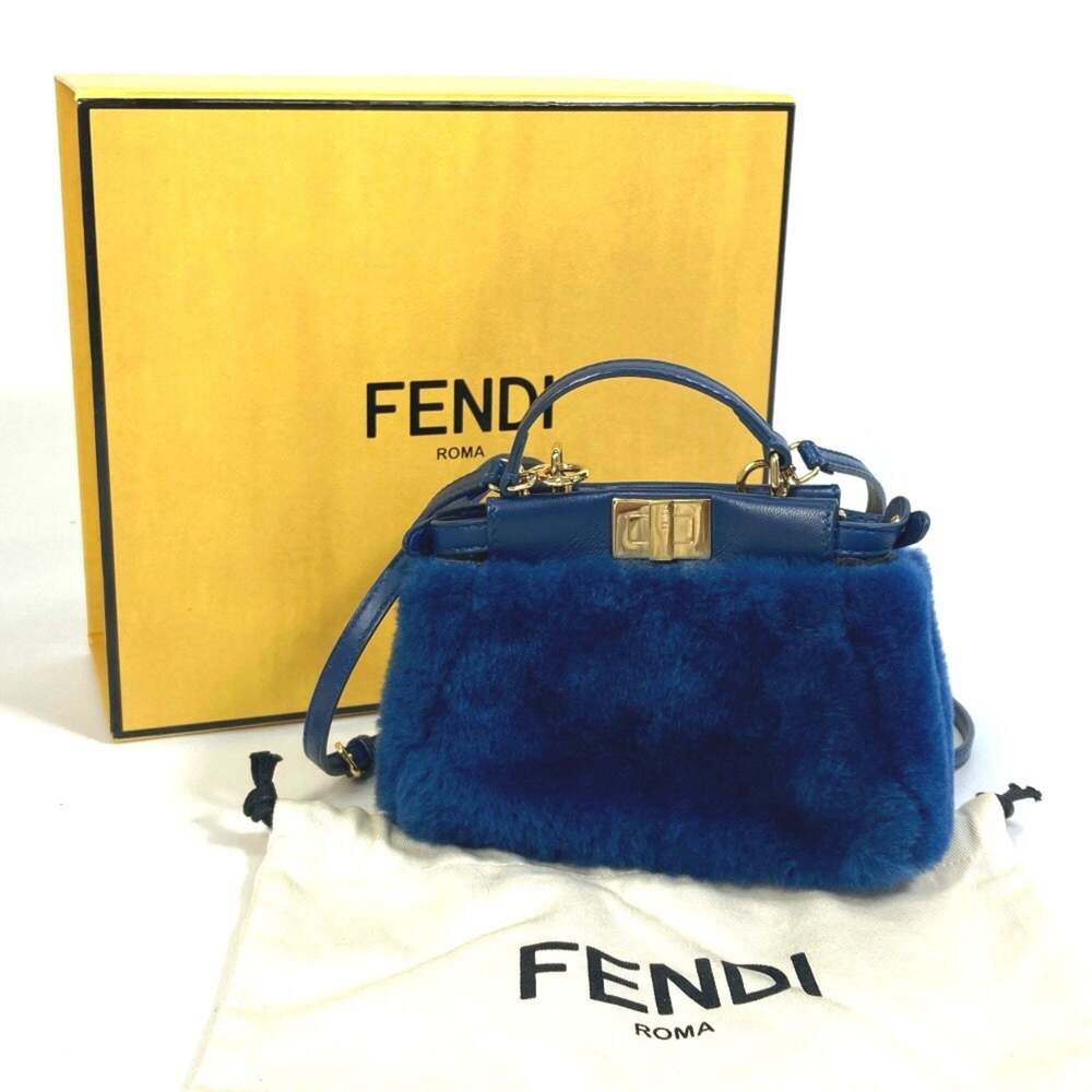 FENDI Blue Leather Peekaboo Shoulder Bag - Picture 12 of 12